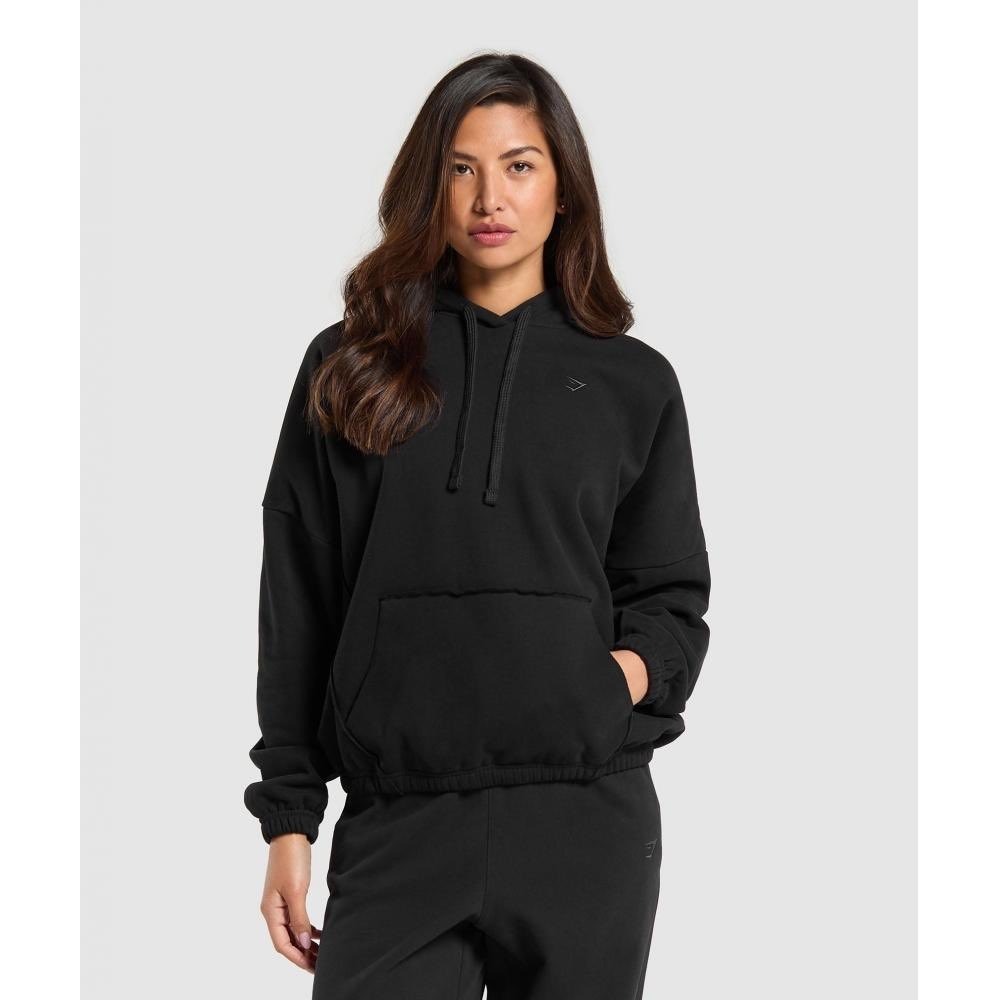 Gymshark Hoodie Black Womens Medium Oversized Athleisure Gym Sporty Lounge Comfy